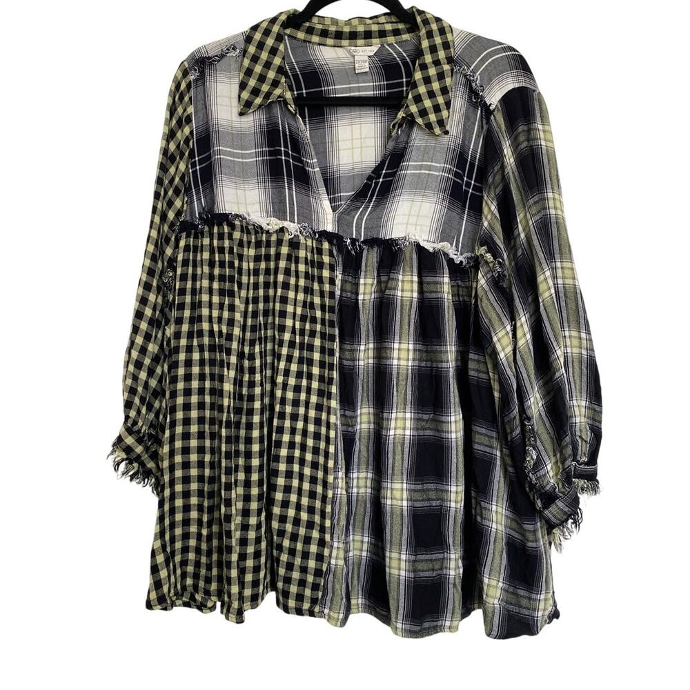 Cato Blouse Womens 22/24W Prairie Grunge Patchwork Boho Avant Garde Artsy Soft